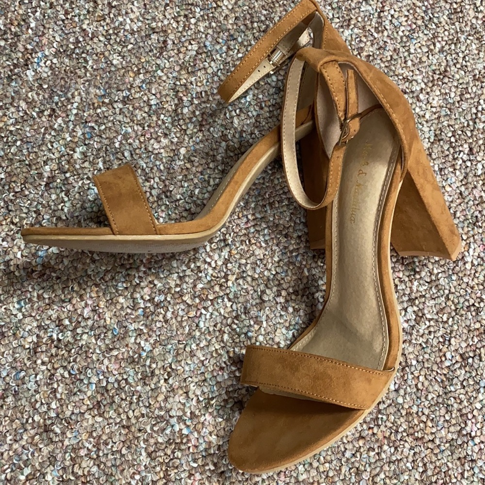 Mark & Maddux suede open toe 4” heels - Size 10